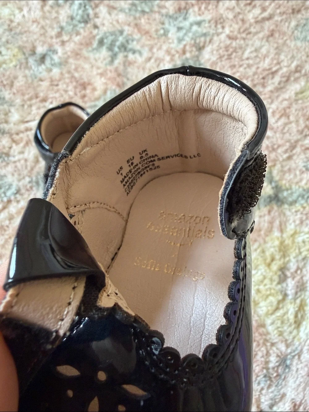 Sofia Grainge Classic Patent T-Strap Kids Shoes in Black